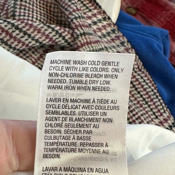 Maison Jules Tie Front Fit Flare Dress Houndstooth Sz 10 Burgundy Black Cream - Picture 9 of 10